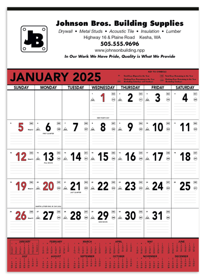 Triumph® Calendars Red & Black Contractor Memo 