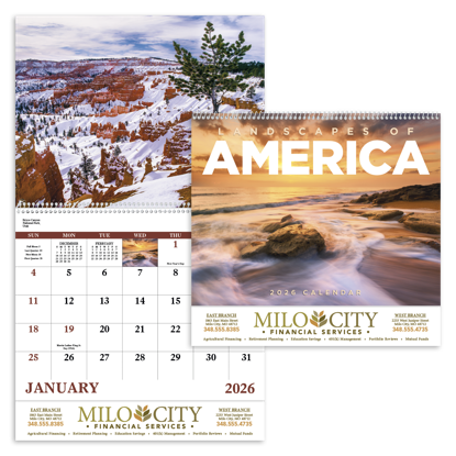 America's scenic beauty leaps off the pages of this 13-month calendar