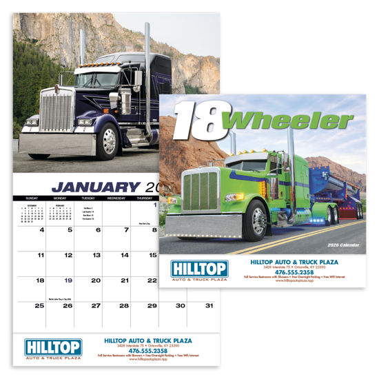 Keep truckin' with this 13-month calendar featuring a variety of big rigs